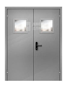 Двупольная огнестойкая дверь с остеклением 1250×2050 ДП-059