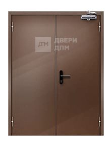 Коричневая противопожарная дверь 3-го типа двупольная глухая ДП-650